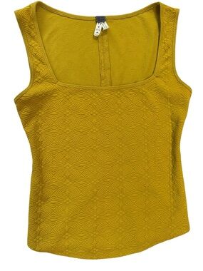 We The Free mustard yellow Textured Square-Neck knit Tank Top size XS